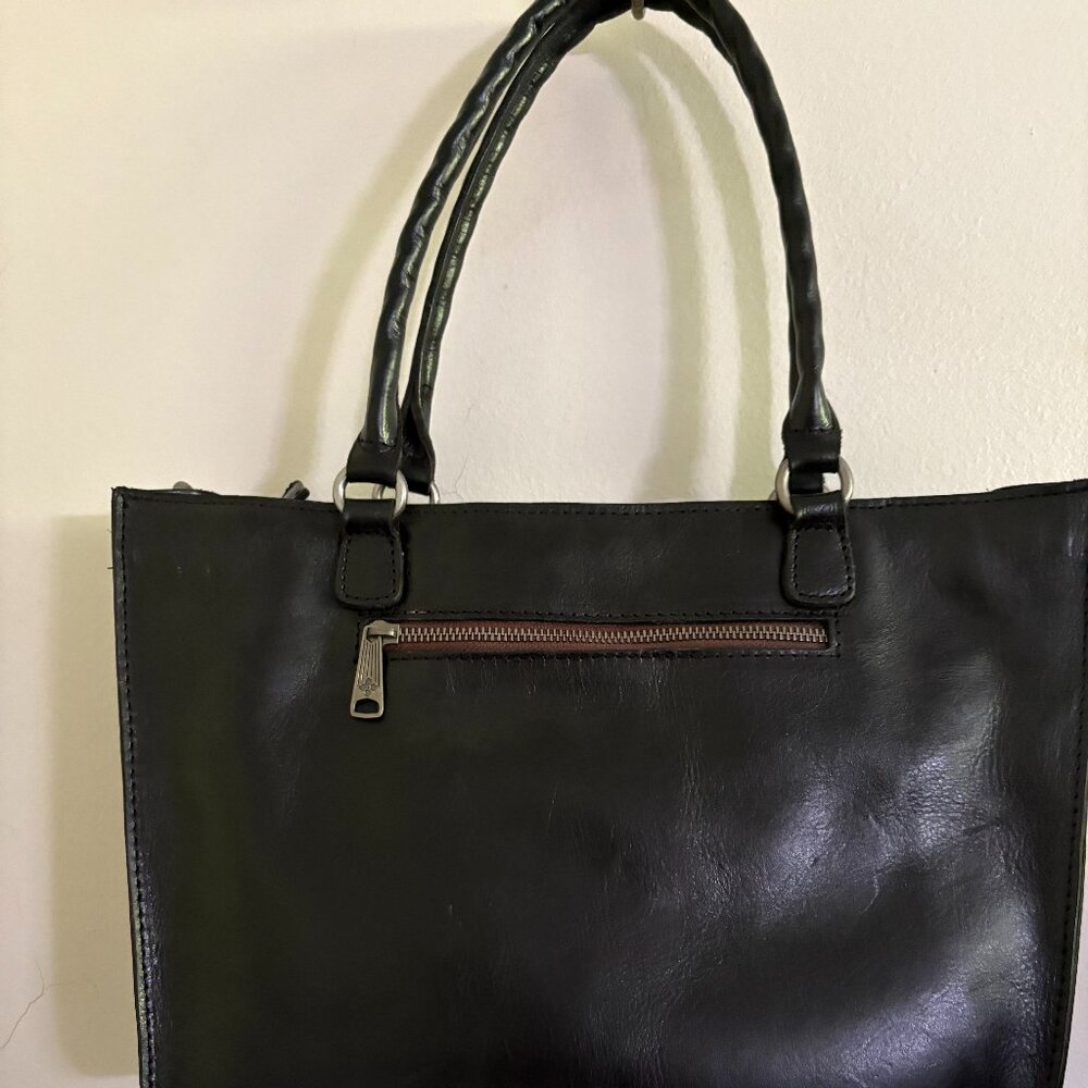 Patricia Nash Black Leather Tote with Gold Stud Accents - Picture 2 of 5